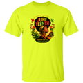 t-shirt with Juneteenth design a safety green shirt featuring a woman with an afro and colorful text.